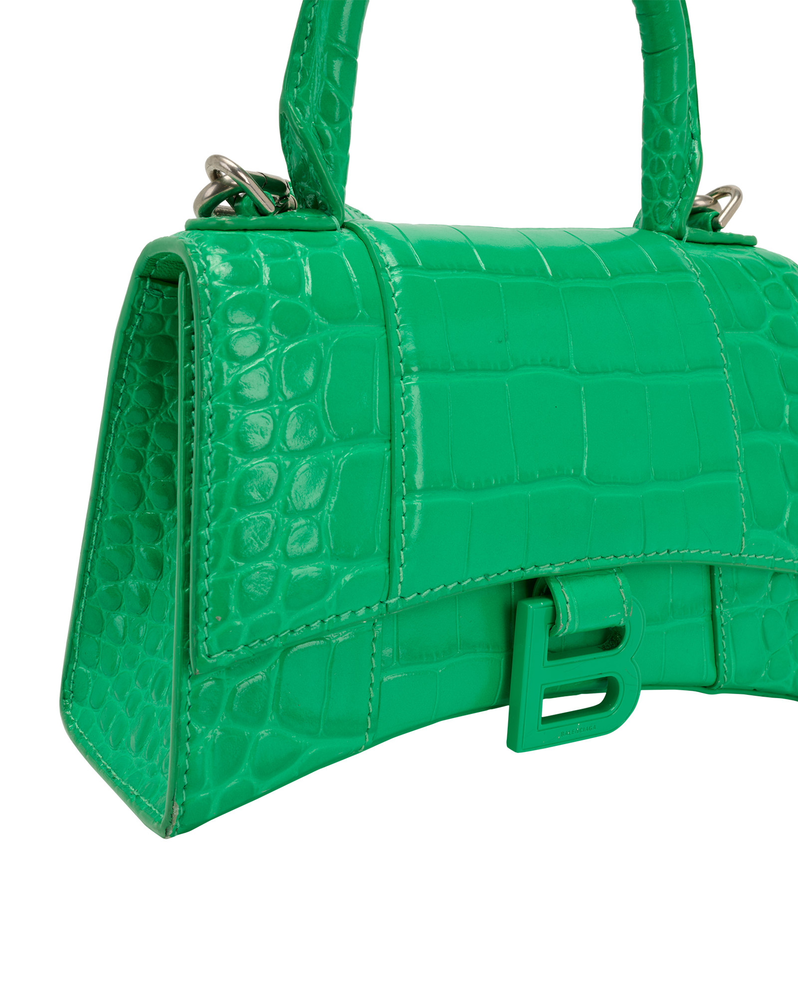 XS Hourglass, &pound;595, Handbags, Green, Croc Embossed, Other view